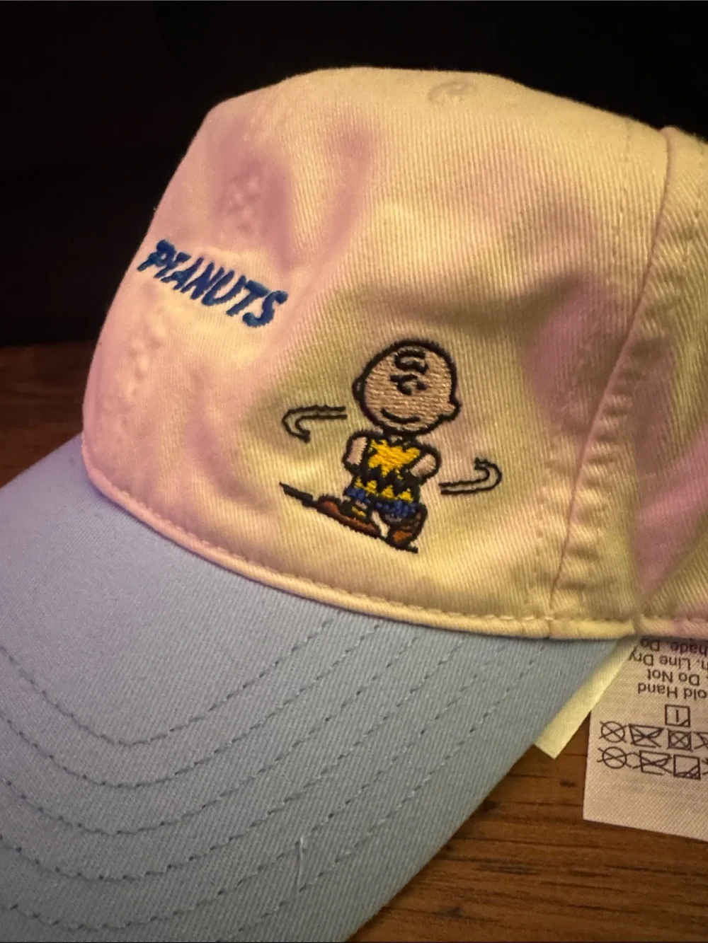 Peanuts Kids Two-Tone Cap in White and Light Blue with Embroidery 44.T27